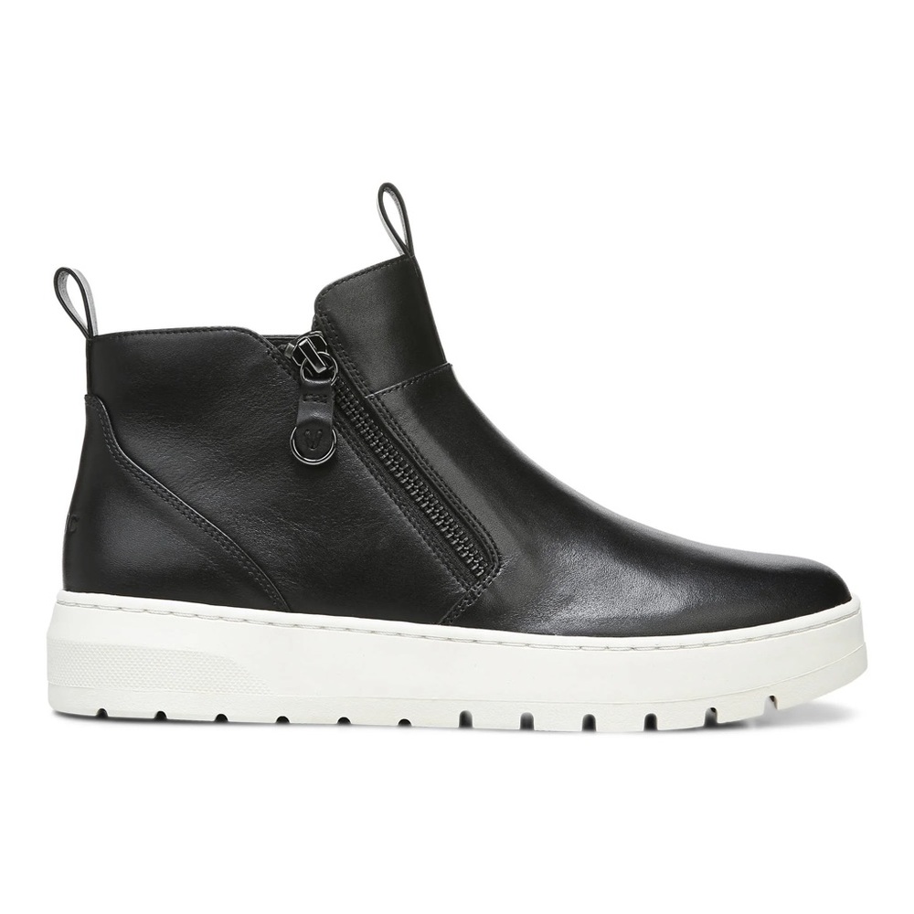 Vionic Brinkely leather high top ankle sneakers zipper sz 8 black